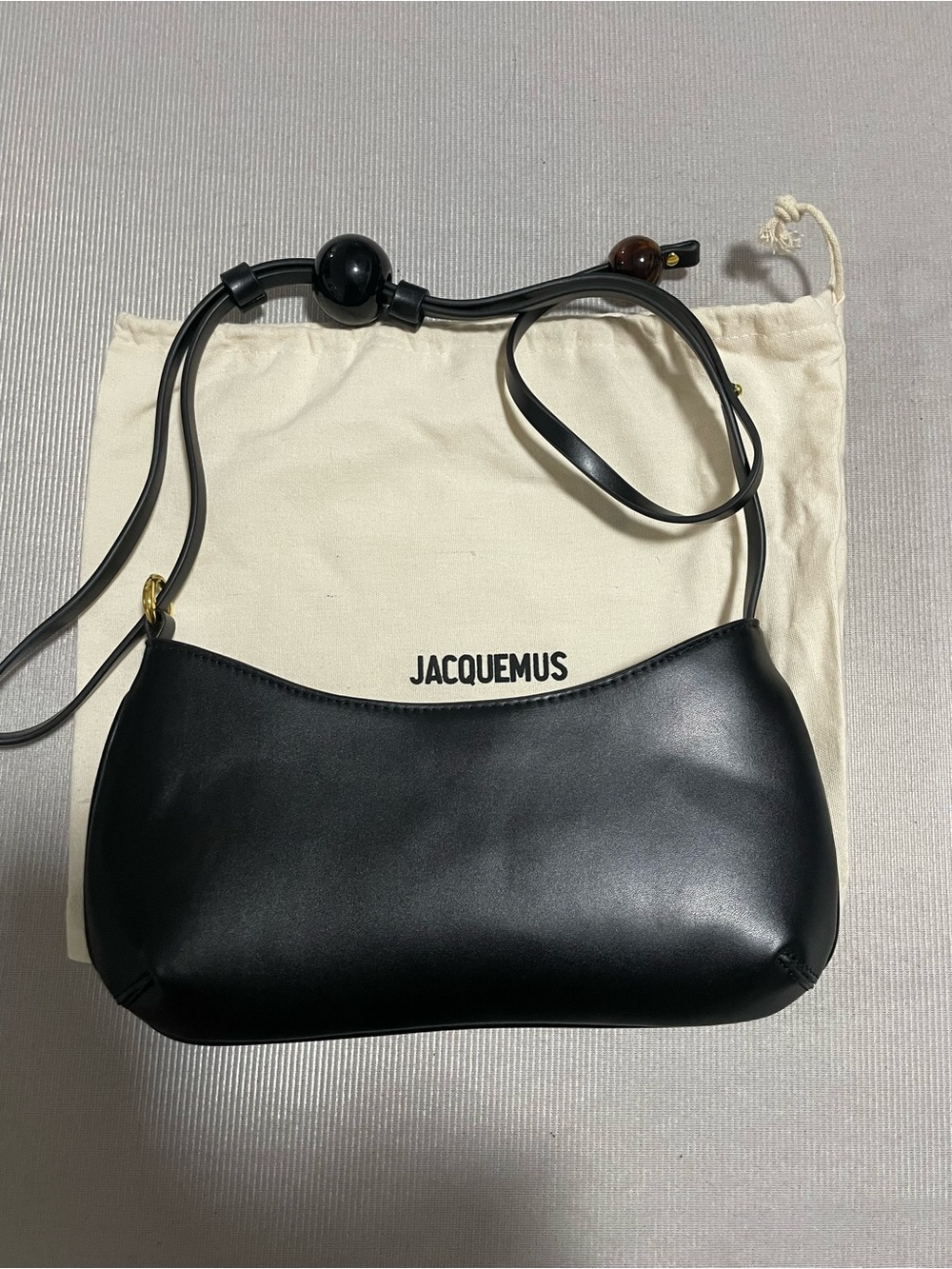Jacquemus Black Le Chiquito Shoulder Bag with Gold Logo Detail - Picture 5 of 5